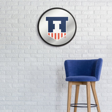 Illinois Fighting Illini: Badge - Modern Disc Mirrored Wall Sign - The Fan-Brand