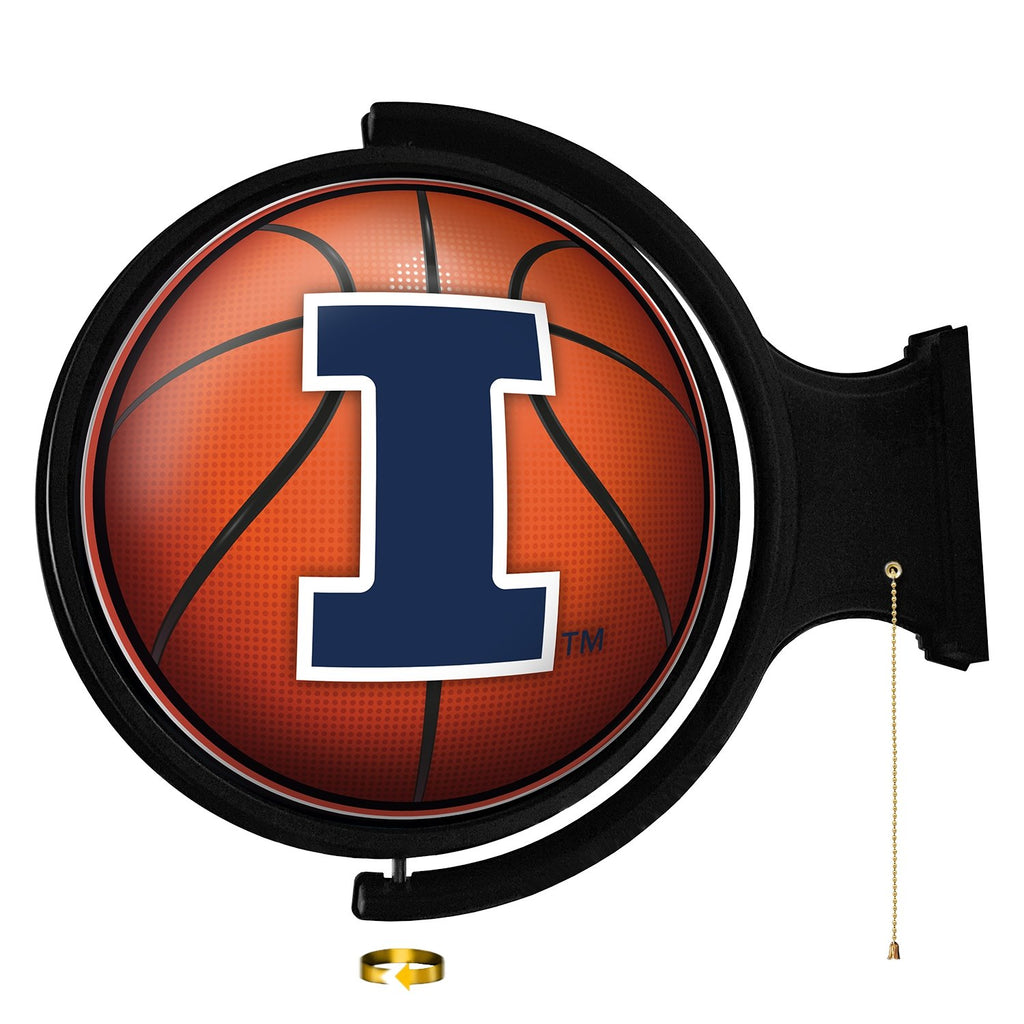 Illinois Fighting Illini: Basketball - Original Round Rotating Lighted Wall Sign - The Fan-Brand