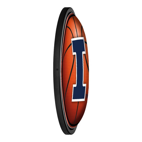 Illinois Fighting Illini: Basketball - Round Slimline Lighted Wall Sign - The Fan-Brand