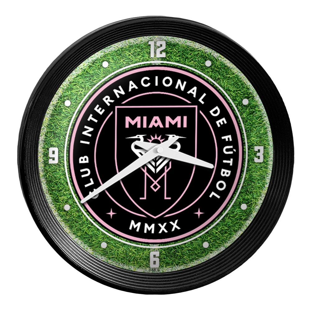 Inter Miami CF: Pitch - Ribbed Frame Wall Clock - The Fan-Brand