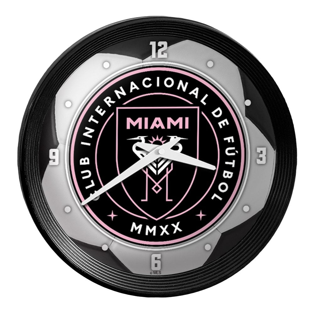 Inter Miami CF: Soccer Ball - Ribbed Frame Wall Clock - The Fan-Brand