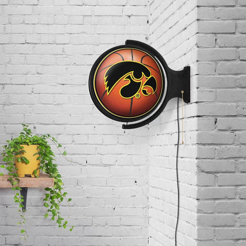 Iowa Hawkeyes: Basketball - Original Round Rotating Lighted Wall Sign - The Fan-Brand