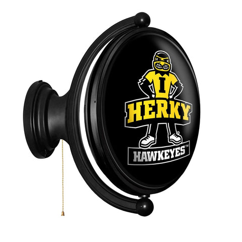 Iowa Hawkeyes: Herky - Original Oval Rotating Lighted Wall Sign - The Fan-Brand