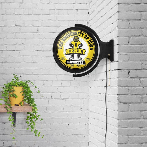 Iowa Hawkeyes: Herky - Original Round Rotating Lighted Wall Sign - The Fan-Brand