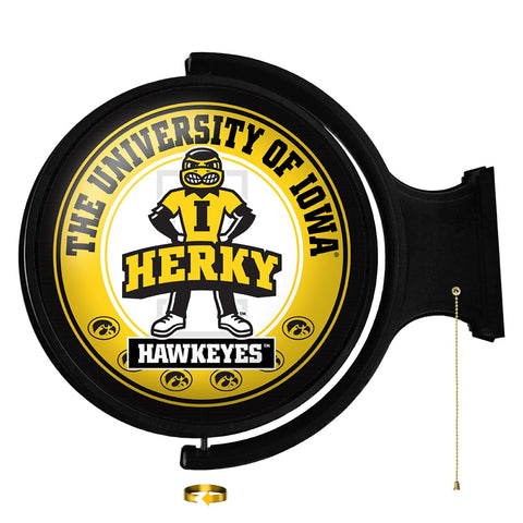 Iowa Hawkeyes: Herky - Original Round Rotating Lighted Wall Sign - The Fan-Brand