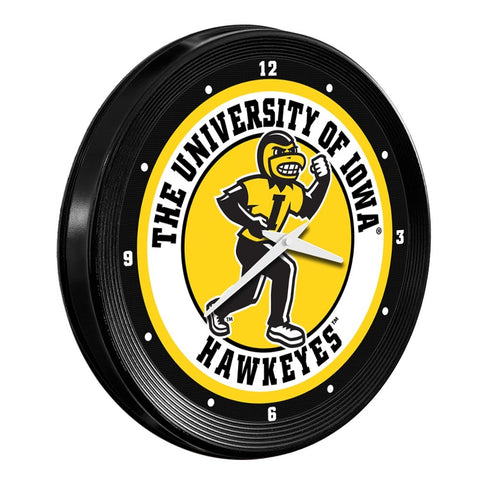 Iowa Hawkeyes: Herky - Ribbed Frame Wall Clock - The Fan-Brand