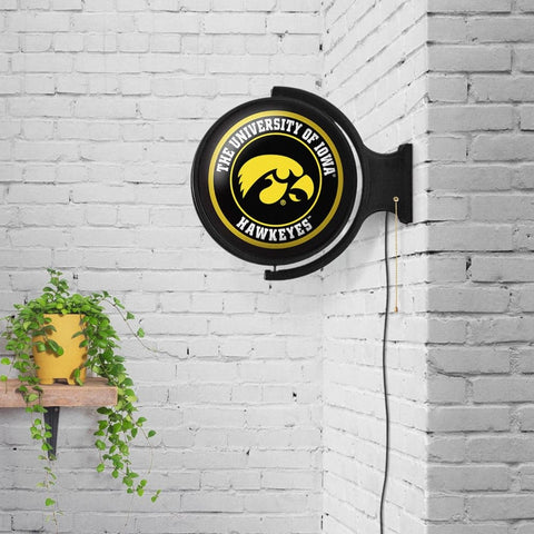 Iowa Hawkeyes: Original Round Rotating Lighted Wall Sign - The Fan-Brand