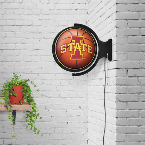 Iowa State Cyclones: Basketball - Original Round Rotating Lighted Wall Sign - The Fan-Brand