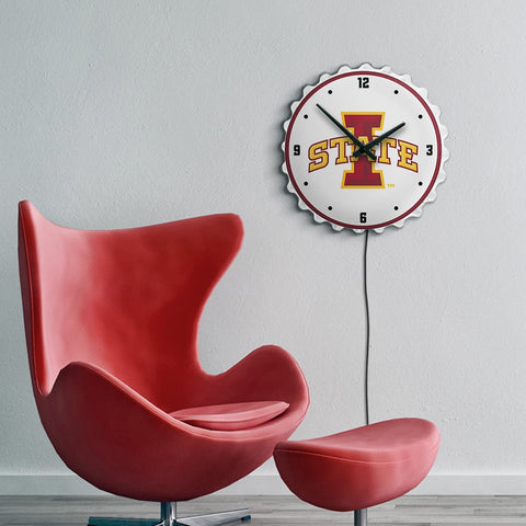 Iowa State Cyclones: Bottle Cap Lighted Wall Clock - The Fan-Brand