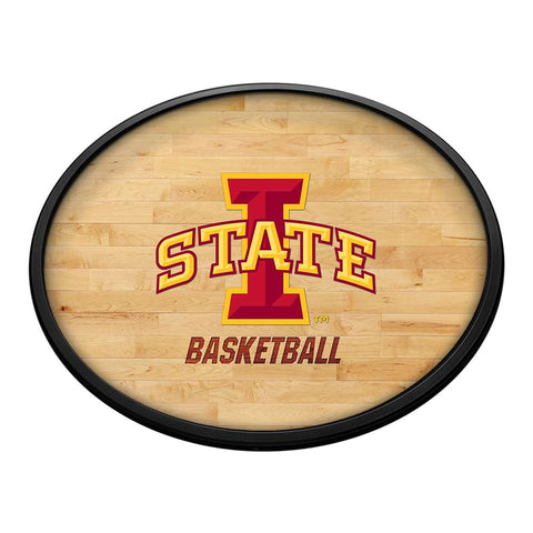 Iowa State Cyclones: Hardwood - Oval Slimline Lighted Wall Sign - The Fan-Brand