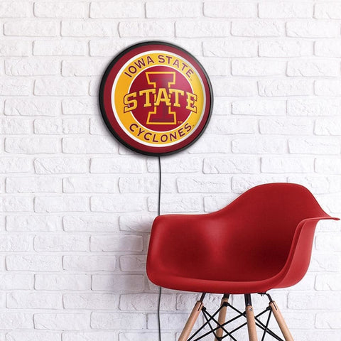 Iowa State Cyclones: Round Slimline Lighted Wall Sign - The Fan-Brand