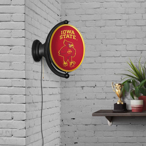 Iowa State Cyclones: Swoop - Original Oval Rotating Lighted Wall Sign - The Fan-Brand