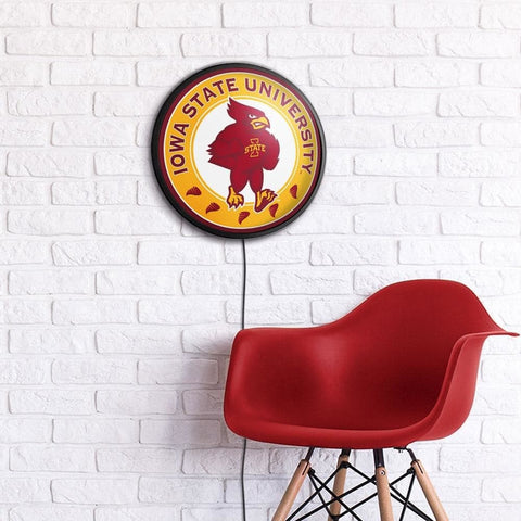 Iowa State Cyclones: Swoop - Round Slimline Lighted Wall Sign - The Fan-Brand