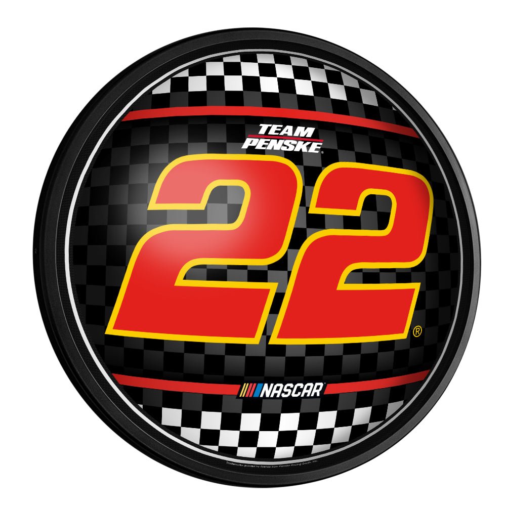 Joey Logano: Checkered Flag - Round Slimline Lighted Wall Sign - The Fan-Brand