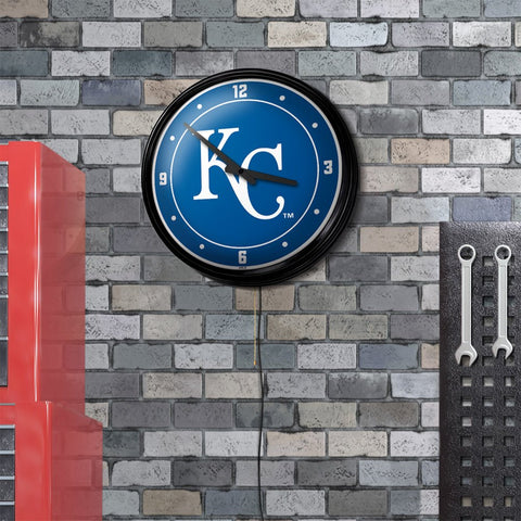 Kansas City Royals: Wordmark - Retro Lighted Wall Clock - The Fan-Brand