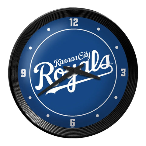 Kansas City Royals: Wordmark - Ribbed Frame Wall Clock - The Fan-Brand