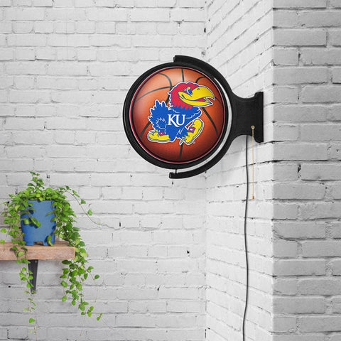 Kansas Jayhawks: Basketball - Original Round Rotating Lighted Wall Sign - The Fan-Brand