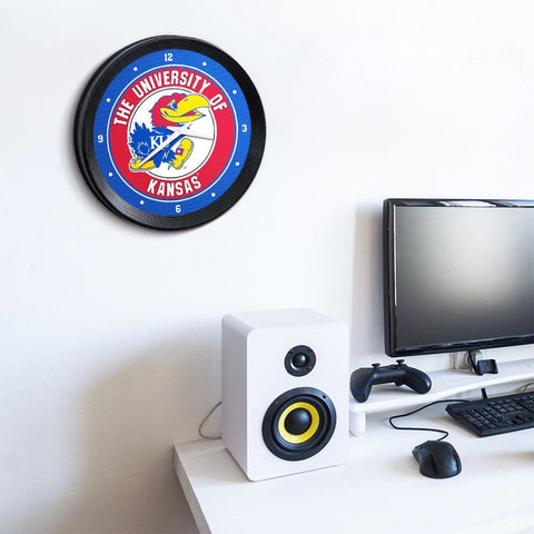 Kansas Jayhawks: Ribbed Frame Wall Clock - The Fan-Brand