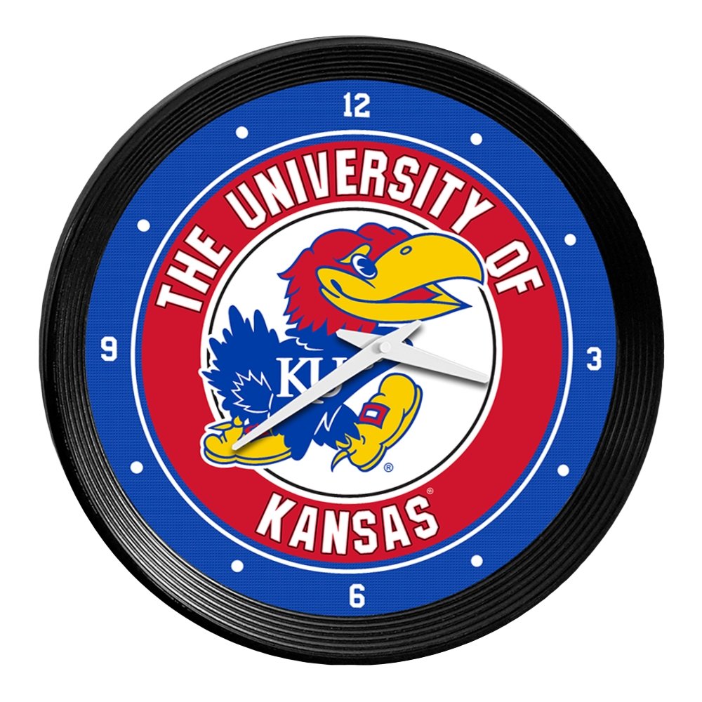Kansas Jayhawks: Ribbed Frame Wall Clock - The Fan-Brand