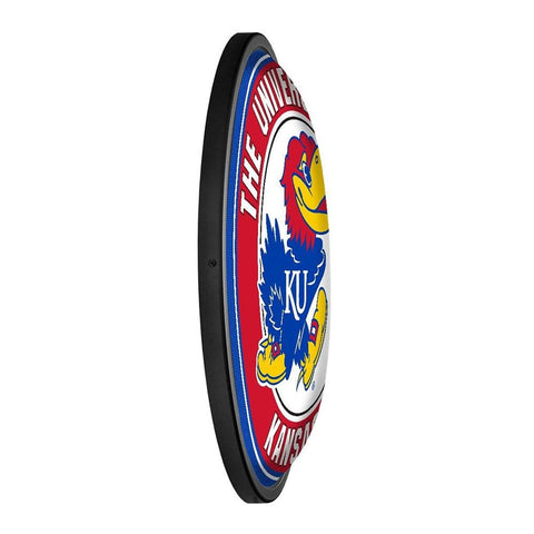 Kansas Jayhawks: Round Slimline Lighted Wall Sign - The Fan-Brand