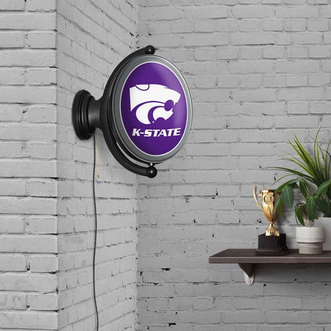 Kansas State Wildcats: Original Oval Rotating Lighted Wall Sign - The Fan-Brand
