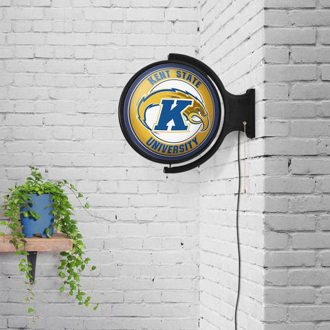 Kent State Golden Flashes: Original Round Rotating Lighted Wall Sign - The Fan-Brand