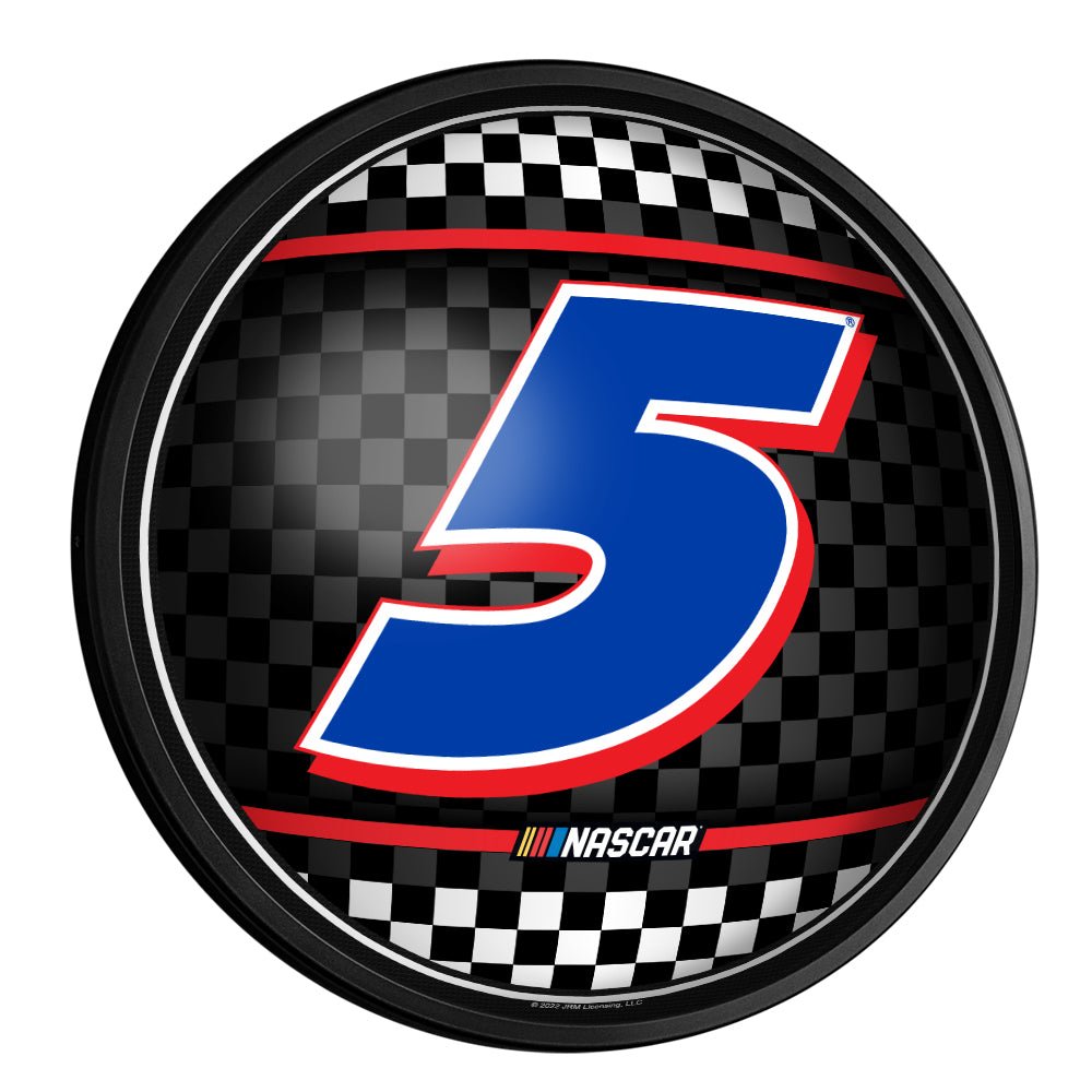 Kyle Larson: Checkered Flag - Round Slimline Lighted Wall Sign - The Fan-Brand