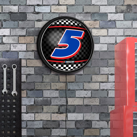 Kyle Larson: Checkered Flag - Round Slimline Lighted Wall Sign - The Fan-Brand