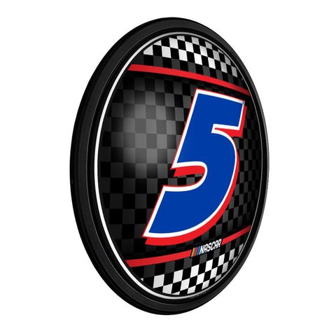 Kyle Larson: Checkered Flag - Round Slimline Lighted Wall Sign - The Fan-Brand