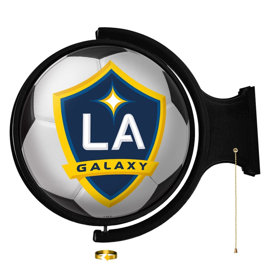 LA Galaxy: Soccer Ball - Original Round Rotating Lighted Wall Sign - The Fan-Brand