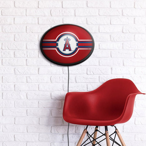 Los Angeles Angels: Oval Slimline Lighted Wall Sign - The Fan-Brand