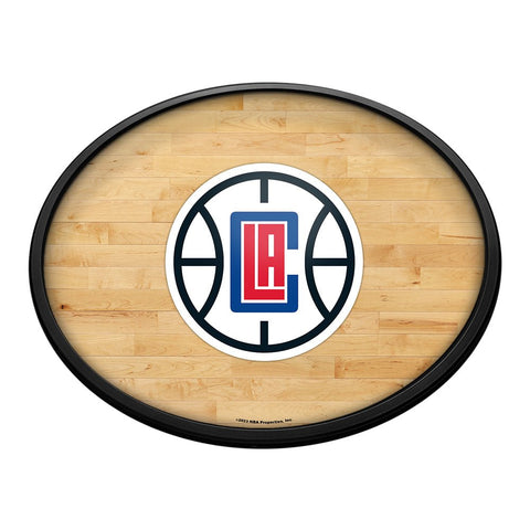 Los Angeles Clippers: Hardwood - Oval Slimline Lighted Wall Sign - The Fan-Brand