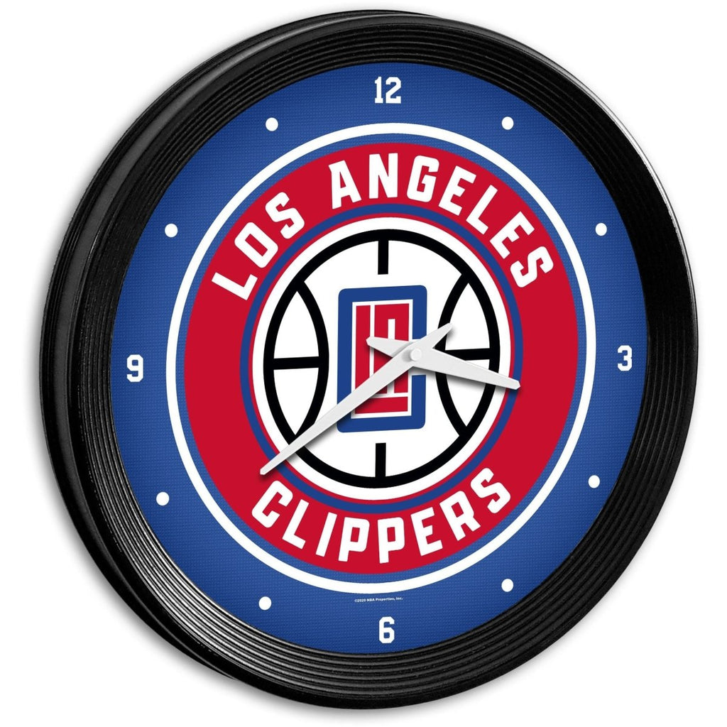 Los Angeles Clippers: Ribbed Frame Wall Clock - The Fan-Brand