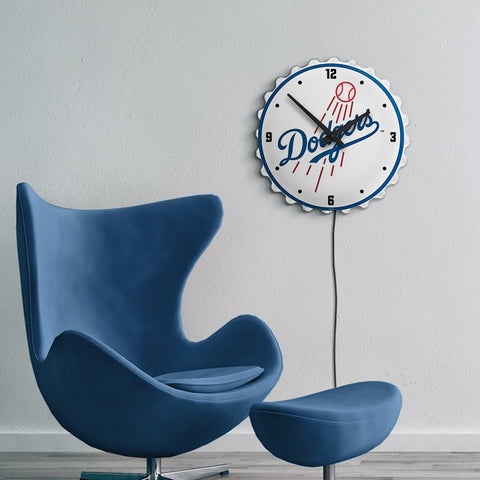 Los Angeles Dodgers: Bottle Cap Lighted Wall Clock - The Fan-Brand