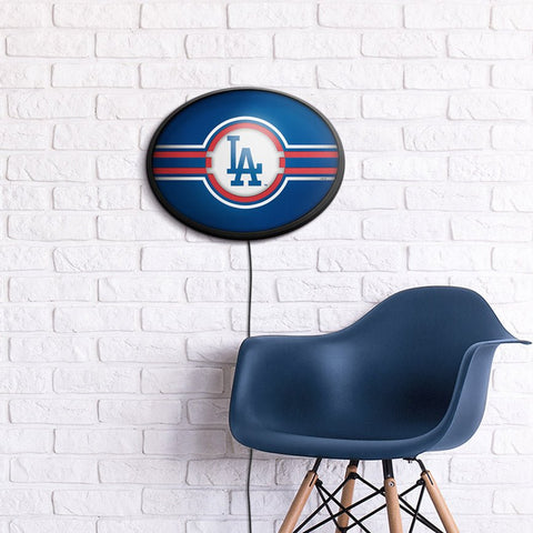 Los Angeles Dodgers: Logo - Oval Slimline Lighted Wall Sign - The Fan-Brand