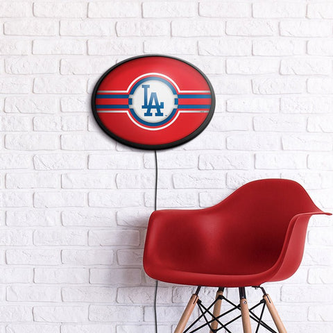 Los Angeles Dodgers: Logo - Oval Slimline Lighted Wall Sign - The Fan-Brand