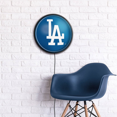 Los Angeles Dodgers: Logo - Round Slimline Lighted Wall Sign - The Fan-Brand