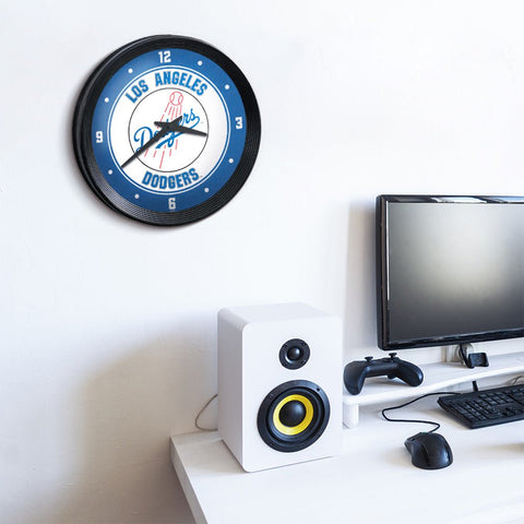 Los Angeles Dodgers: Ribbed Frame Wall Clock - The Fan-Brand