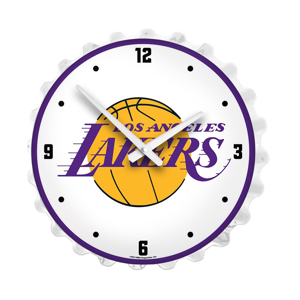 Los Angeles Lakers: Bottle Cap Lighted Wall Clock - The Fan-Brand