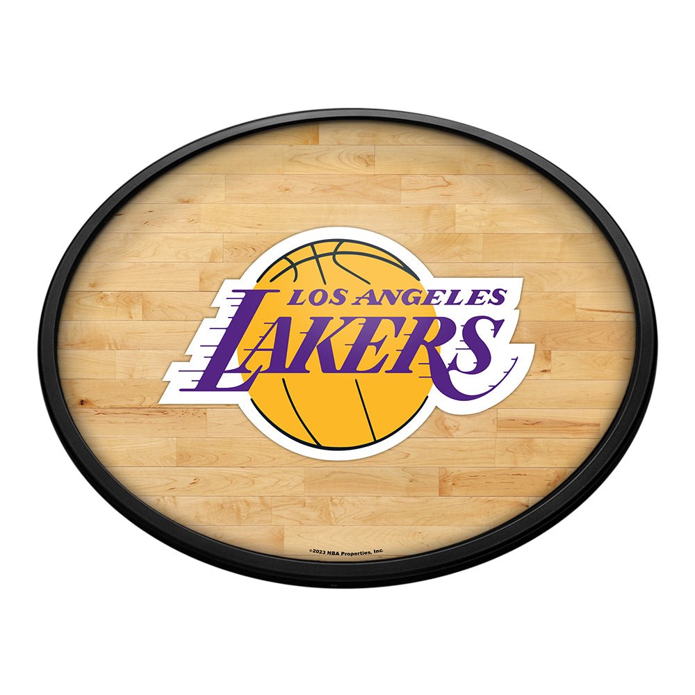 Los Angeles Lakers: Hardwood - Oval Slimline Lighted Wall Sign - The Fan-Brand