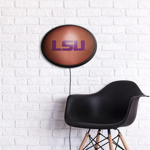LSU Tigers: Pigskin - Oval Slimline Lighted Wall Sign - The Fan-Brand