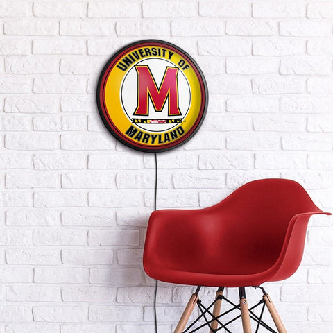Maryland Terrapins: Round Slimline Lighted Wall Sign - The Fan-Brand