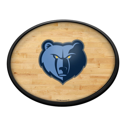Memphis Grizzlies: Hardwood - Oval Slimline Lighted Wall Sign - The Fan-Brand