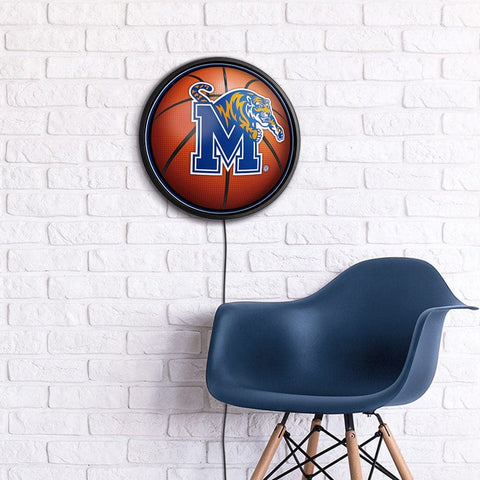 Memphis Tigers: Basketball - Round Slimline Lighted Wall Sign - The Fan-Brand