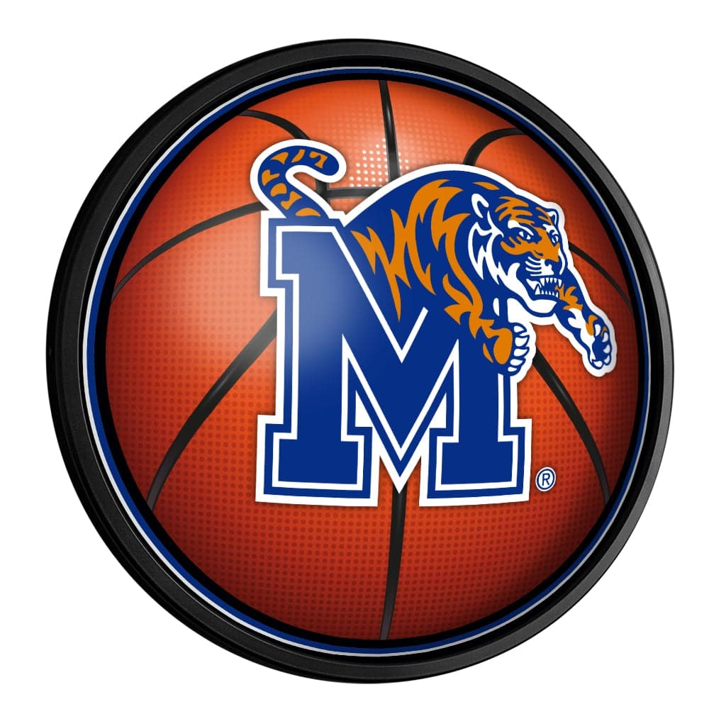 Memphis Tigers: Basketball - Round Slimline Lighted Wall Sign - The Fan-Brand