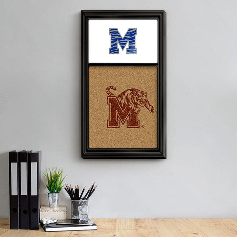 Memphis Tigers: Dual Logo, Striped M - Cork Note Board - The Fan-Brand