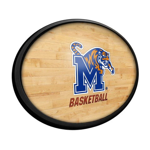 Memphis Tigers: Hardwood - Oval Slimline Lighted Wall Sign - The Fan-Brand