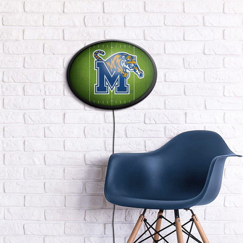 Memphis Tigers: On the 50 - Oval Slimline Lighted Wall Sign - The Fan-Brand