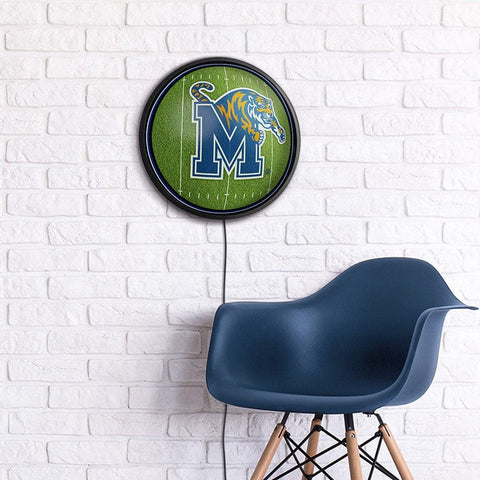 Memphis Tigers: On the 50 - Round Slimline Lighted Wall Sign - The Fan-Brand