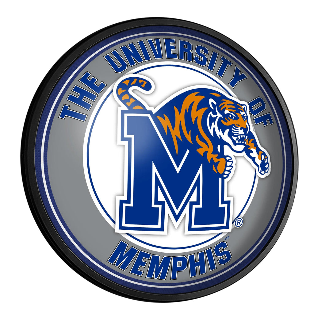 Memphis Tigers: Round Slimline Lighted Wall Sign - The Fan-Brand